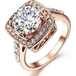 01 Clear Shinning CZ Topaz Rings 18K Rose Gold Plated